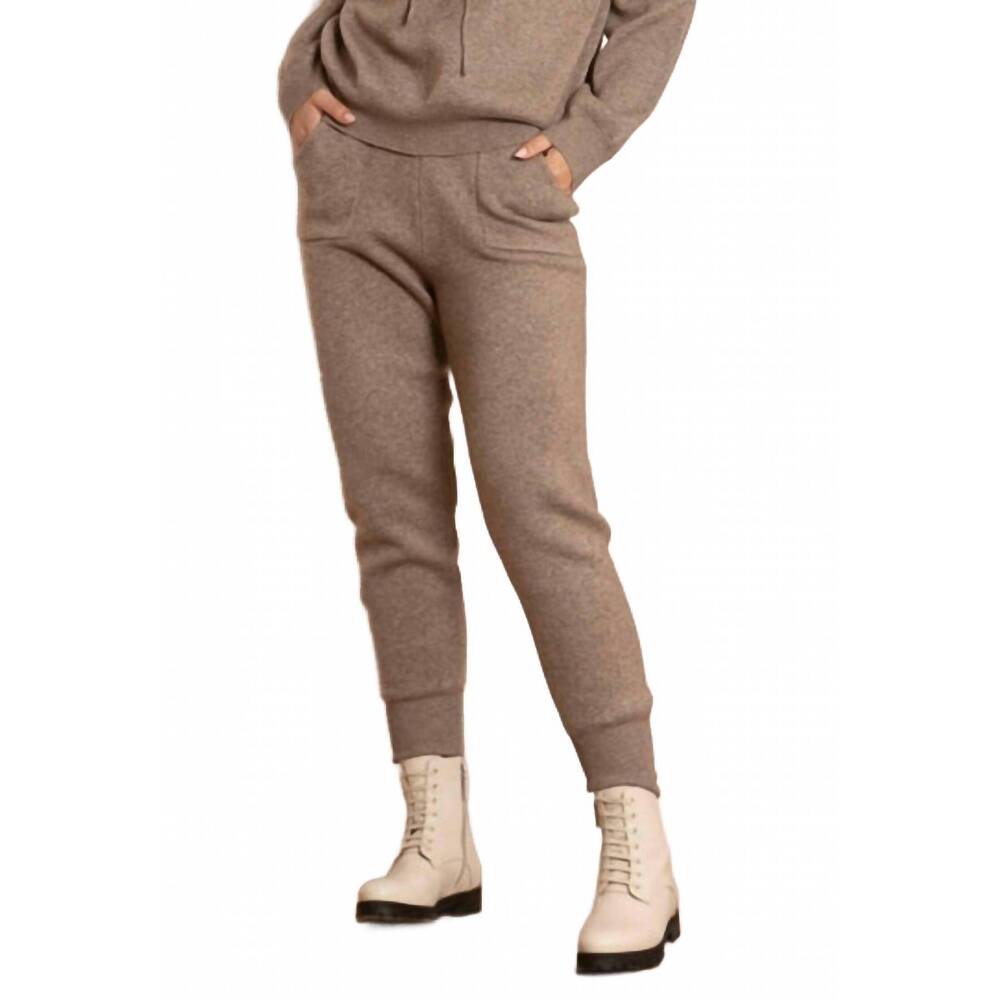 NEW JESSIE LIU jayla wool blended knit jogger in brown